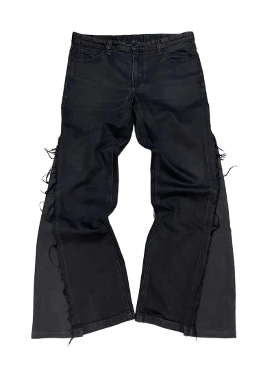 Pre-owned Archival Clothing X Tornado Mart Flared Denim Jeans Reconstructed In Black