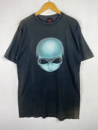 Pre-owned Archival Clothing X Vintage 1996 Alien Tshirt Sunfaded Nice Design In Faded Black