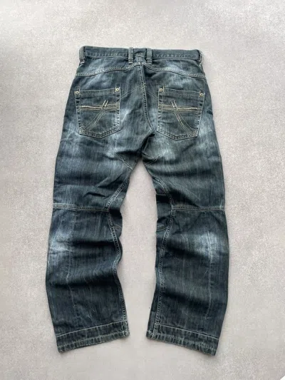 Pre-owned Archival Clothing X Vintage Dirty Pants Faded Crash Y2k Distressed Jeans In Faded Blue