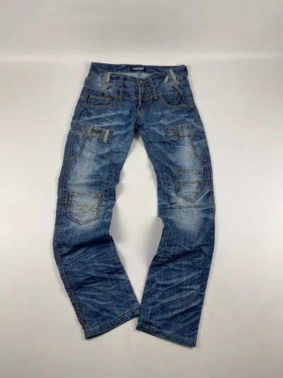 Pre-owned Archival Clothing X Vintage Jeans Dirty Pants Faded Crash Denim Thrashed Y2k Distressed In Blue