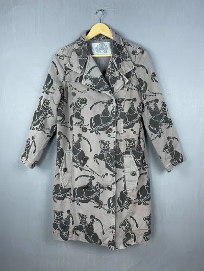 Pre-owned Archival Clothing X Vintage Scolar Full Printed Hysteric Style Long Jacket In Brown