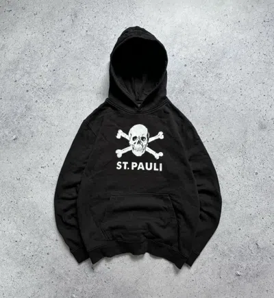 Pre-owned Archival Clothing X Vintage St. Pauli Skull Big Logo Hoodie Black Y2k Soccer