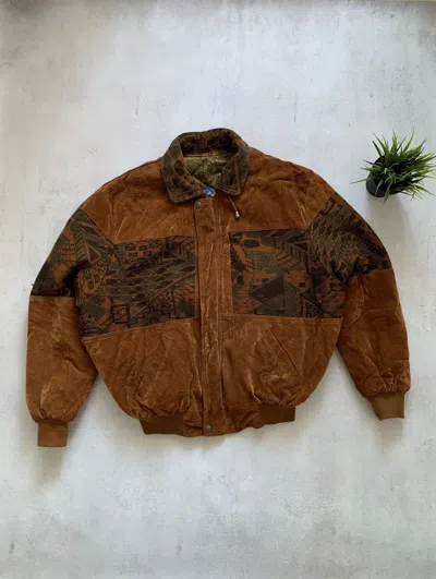 Pre-owned Archival Clothing X Vintage Velvet Bomber Jacket Brown Baggy Retro Style 90s