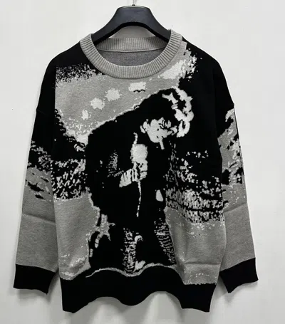 Pre-owned Archival Clothing X Vintage Viktor Tsoi Overprinted Knit Sweater Russian Idol In Multicolor