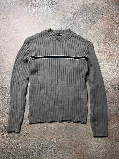 Pre-owned Archival Clothing X Vintage Y2k Archival Japan Prisoner Style Ribbed Knit Sweater In Grey