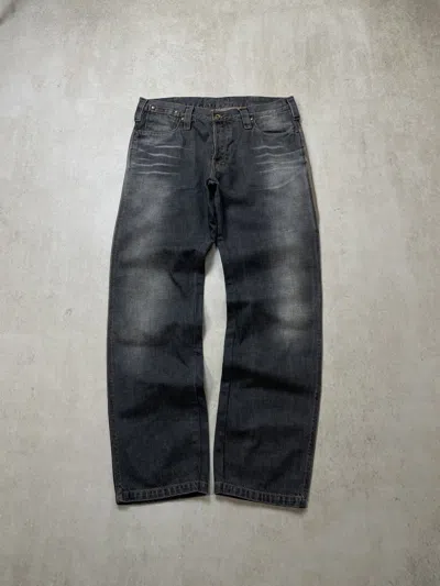 Pre-owned Archival Clothing X Vintage Y2k Vintage Distressed Dirty Faded Crashed Denim Jeans In Black