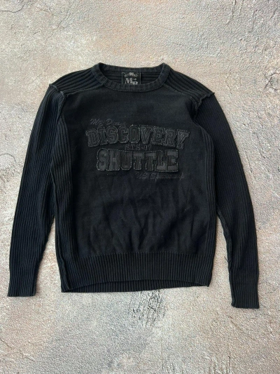Pre-owned Archival Clothing Y2k Archival Japan Poem Style Ribbed Knit Sweater In Black