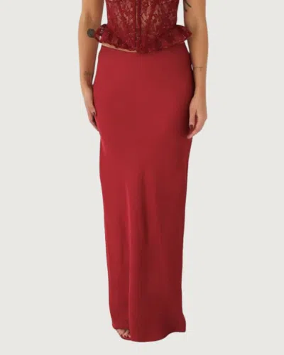 Archive Knitwear Bias Cut Maxi Skirt In Crimson Red
