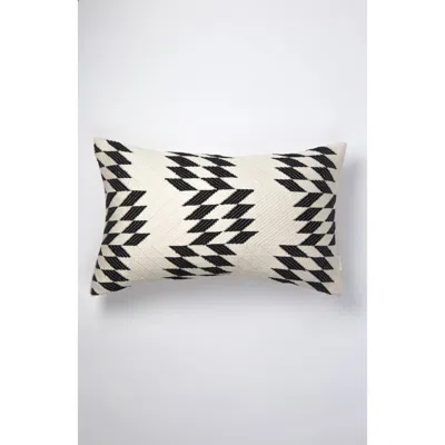 Archive New York Almolonga Black And Ivory Handwoven Brocade Cotton Rectangle Quilt Pillow