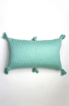 Archive New York Antigua Classic Solid Handwoven Cotton Throw Pillow In Faded Aqua