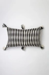 Archive New York Antigua Classic Striped Handwoven Cotton Throw Pillow In Black And Ivory