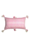 Archive New York Antigua Classic Striped Handwoven Cotton Throw Pillow In Bubblegum Pink And Ivory