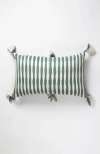 Archive New York Antigua Classic Striped Handwoven Cotton Throw Pillow In Dusty Green And Ivory