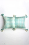 Archive New York Antigua Classic Striped Handwoven Cotton Throw Pillow In Faded Aqua And Ivory