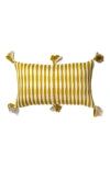 Archive New York Antigua Classic Striped Handwoven Cotton Throw Pillow In Ochre