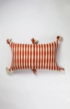Archive New York Antigua Classic Striped Handwoven Cotton Throw Pillow In Red