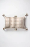 Archive New York Antigua Classic Striped Handwoven Cotton Throw Pillow In Tan