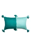 Archive New York Antigua Colorblocked Handwoven Cotton Throw Pillow | 12x20 In Jade And Aqua