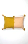 Archive New York Antigua Colorblocked Handwoven Cotton Throw Pillow In Peach And  Ochre