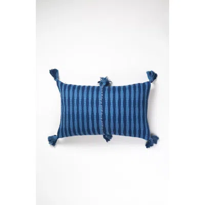 Archive New York Antigua Naturally Dyed Indigo Striped Cotton Throw Pillow In Natural Indigo