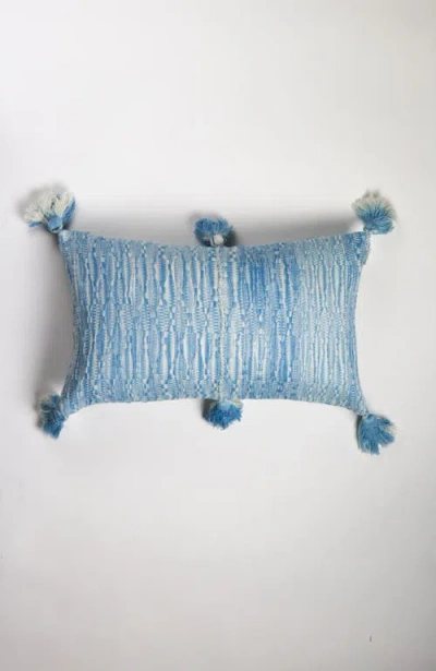 Archive New York Antigua Naturally Dyed Solid Handwoven Cotton Throw Pillow In Faded Indigo Solid