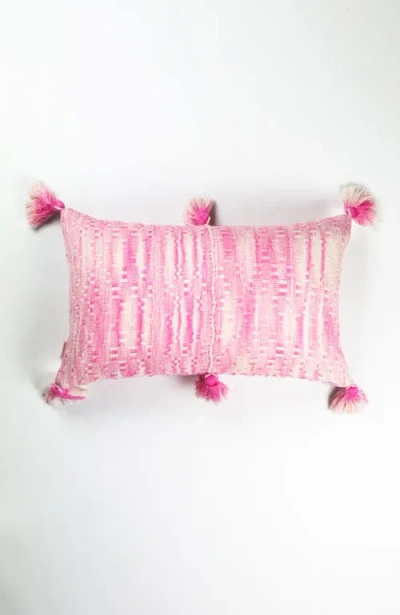 Archive New York Antigua Naturally Dyed Solid Handwoven Cotton Throw Pillow In Faded Pink Solid