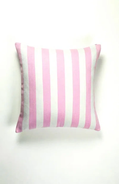 Archive New York Cabana Stripe Handwoven Cotton Throw Pillow In Pink