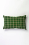 Archive New York Chiapas Forest Green Plaid Handwoven Cotton Throw Pillow In Forest Green Plaid