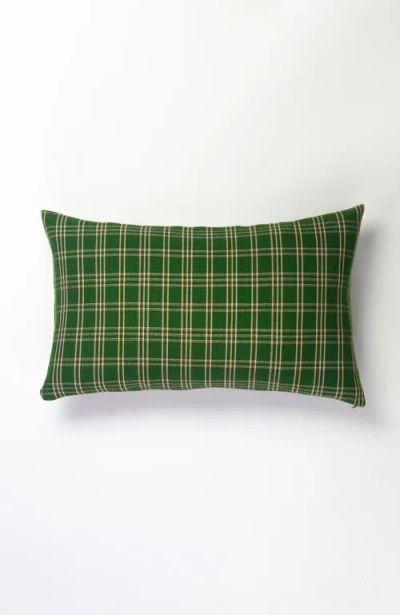 Archive New York Chiapas Forest Green Plaid Handwoven Cotton Throw Pillow