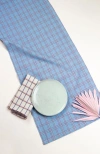 Archive New York Chiapas Handwoven Plaid Cotton Table Runner In Blue