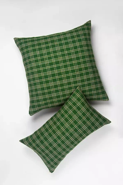 Archive New York Chiapas Plaid Forest Green Pillow