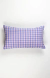 Archive New York Handwoven Classic Gingham Rectangle Cotton Throw Pillow In Blue