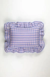 Archive New York Handwoven Classic Gingham Ruffle Cotton Throw Pillow In Blue