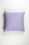 Archive New York Handwoven Classic Gingham Square Cotton Throw Pillow In Blue