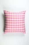 Archive New York Handwoven Classic Gingham Square Cotton Throw Pillow In Pink