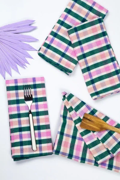 Archive New York Handwoven Classic Plaid Cotton Napkins, Set Of 4 In Multi