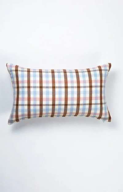 Archive New York Handwoven Classic Plaid Rectangle Cotton Throw Pillow In Brown