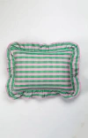 Archive New York Handwoven Classic Ruffle Square Cotton Throw Pillow In Green