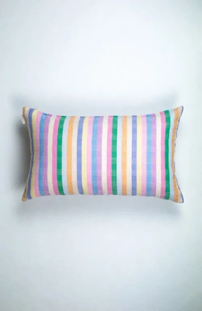 Archive New York Handwoven Classic Striped Rectangle Cotton Throw Pillow In Multi