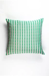 Archive New York Handwoven Classic Striped Square Cotton Throw Pillow In Green