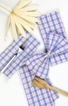 Archive New York Handwoven Colorful Plaid Cotton Napkins, Set Of 4 In Blue