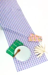 Archive New York Handwoven Colorful Plaid Cotton Table Runner In Blue