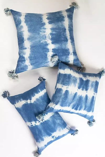 Archive New York Indigo Shibori Tassel Pillow In Blue