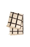 Archive New York Momos Black And White Grid Handwoven Wool Throw Blanket In Black