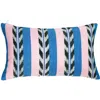Archive New York Palm Ikat Striped Pink And Blue Handwoven Cotton Rectangle Pillow In Blue And Pink