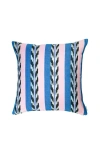 Archive New York Palm Ikat Striped Pink And Blue Handwoven Cotton Square Pillow In Blue And Pink