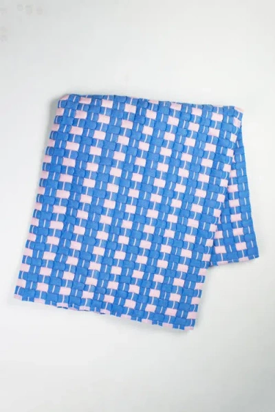 Archive New York Quilted Sujani Checkered Throw Blanket In Blue