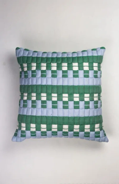 Archive New York Quilted Sujani Checkered Throw Pillow In Green