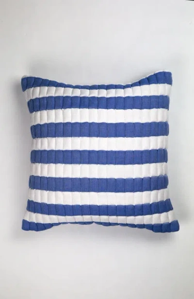 Archive New York Quilted Sujani Striped Throw Pillow In Blue