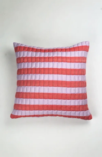 Archive New York Quilted Sujani Striped Throw Pillow In Red